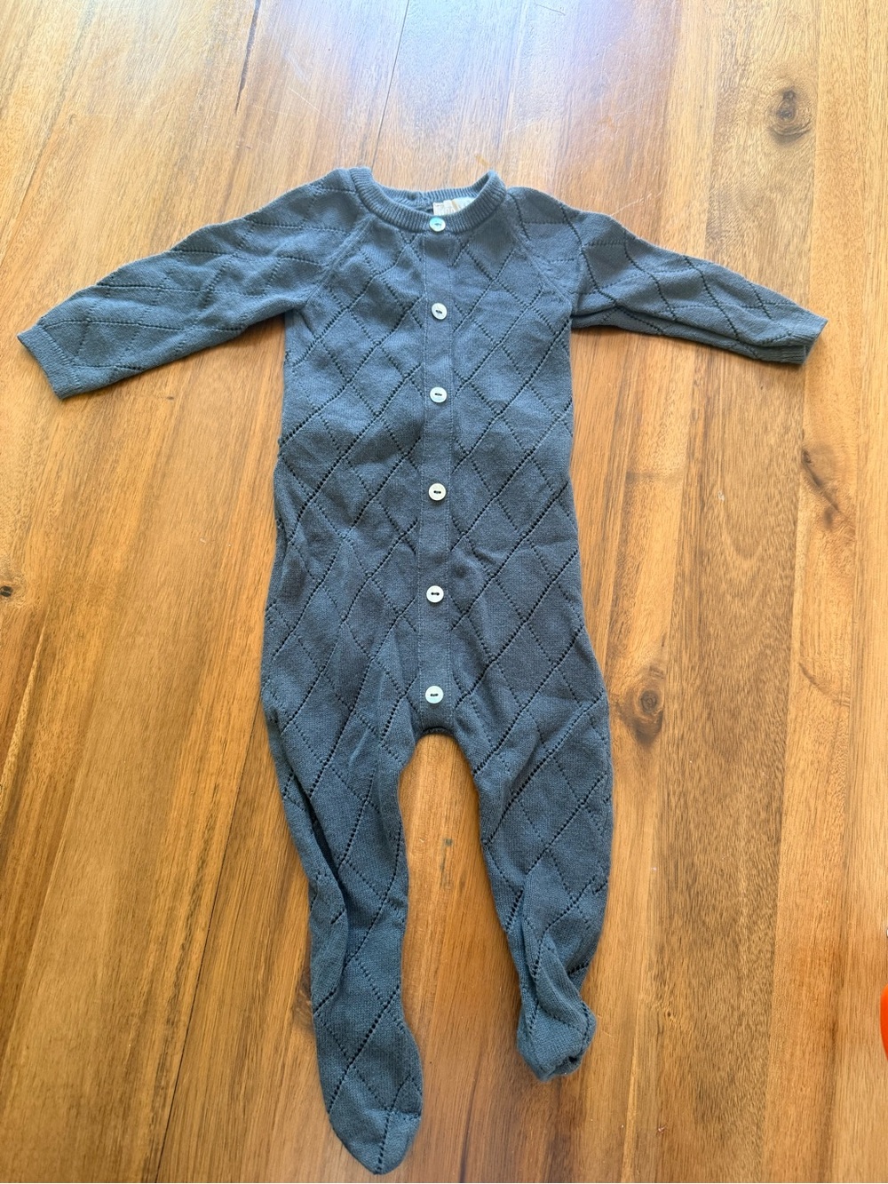 Classic Knit Baby One-Piece in Charcoal Gray